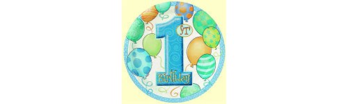 First Birthday Balloons Blue Pattern